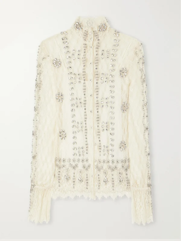 Costarellos Lilou Embellished Lace Shirt