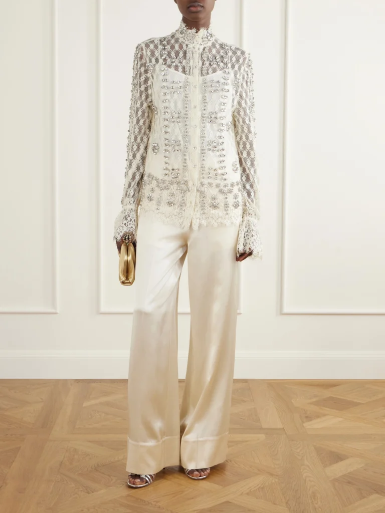 Costarellos Lilou Embellished Lace Shirt