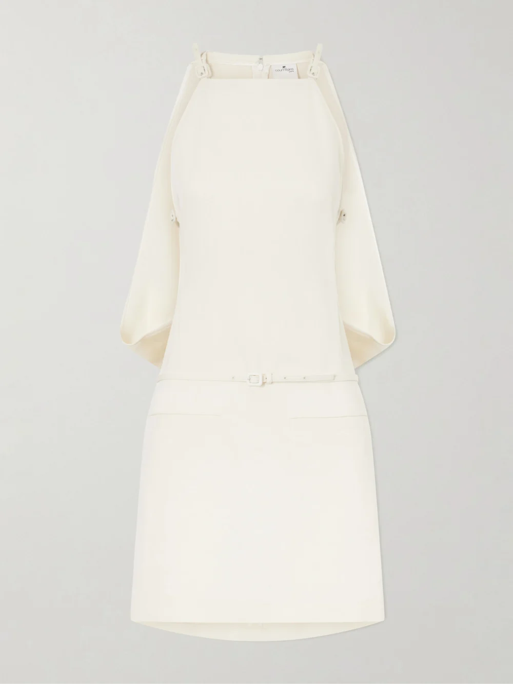 Courrèges Cut-out Belted Jersey Dress in off-white