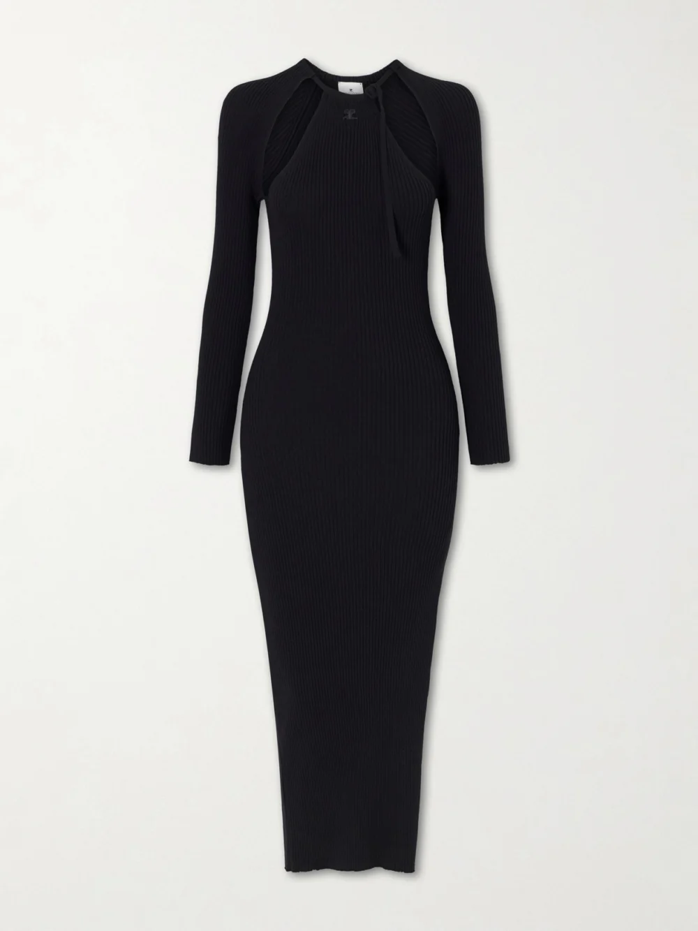 Courrèges Cutout Ribbed-knit Maxi Dress in black