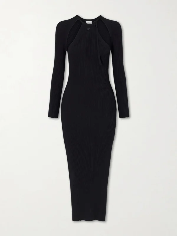 Courrèges Cutout Ribbed-knit Maxi Dress