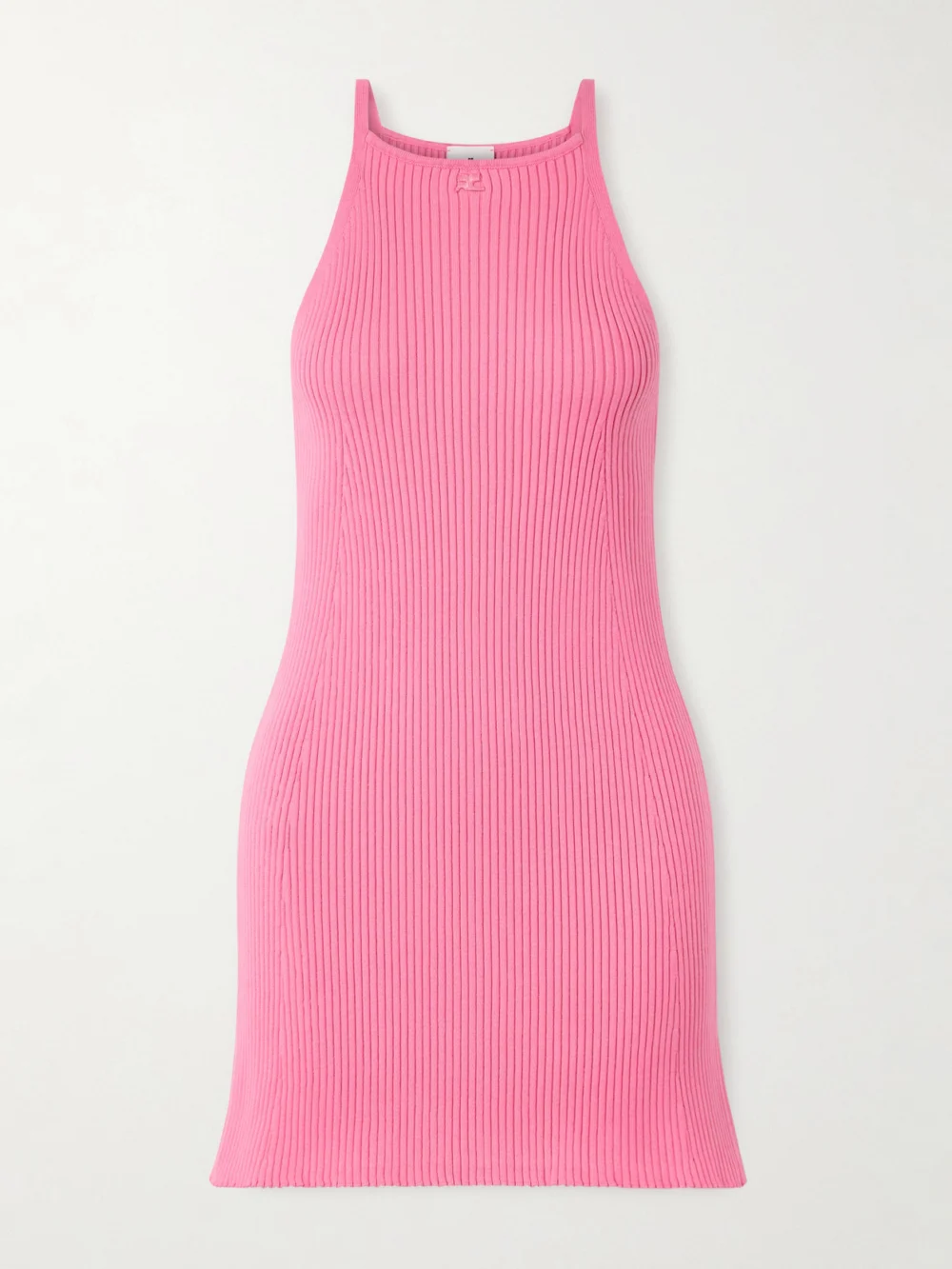 Courrèges Ribbed-knit Mini Dress in bright pink
