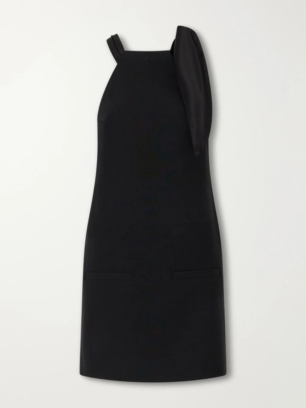Courrèges Tie-detailed Logo-embroidered Crepe Mini Dress in black