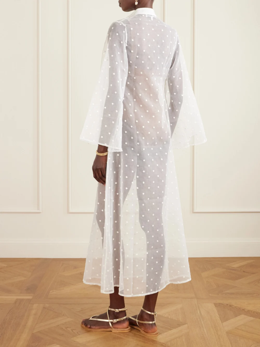 Back view of the Cristiano Marcheli Bianca Swiss-dot Organza Cover-up