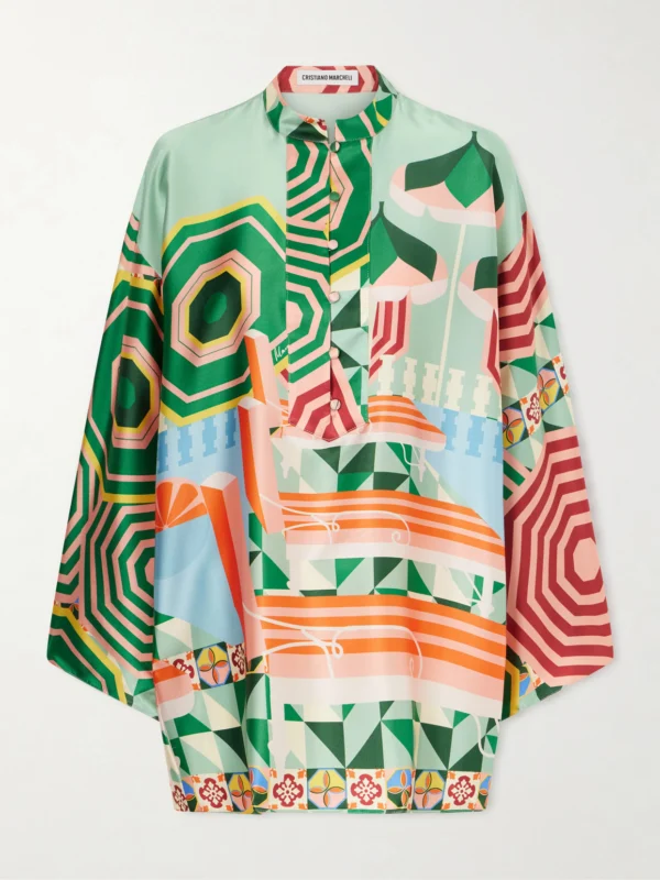 Cristiano Marcheli Maria Printed Silk-blend Satin Coverup