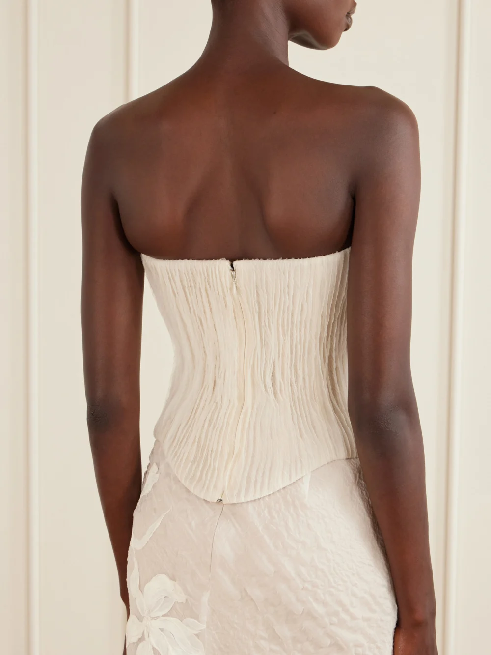 Back view of the Danielle Frankel Anais Crinkled-organza Bustier Top