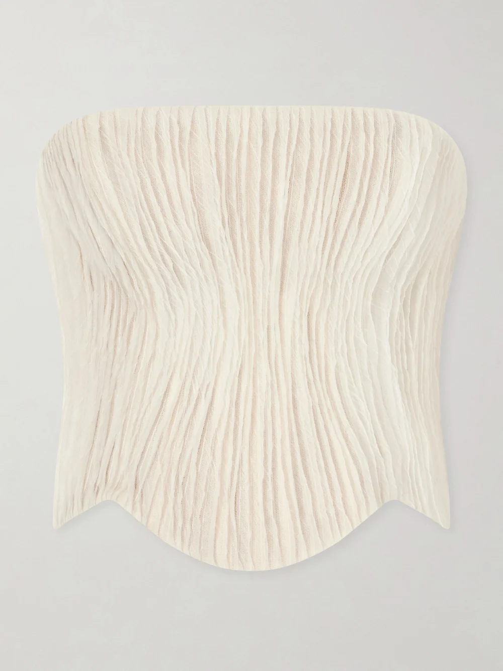 Danielle Frankel Anais Crinkled-organza Bustier Top in off-white