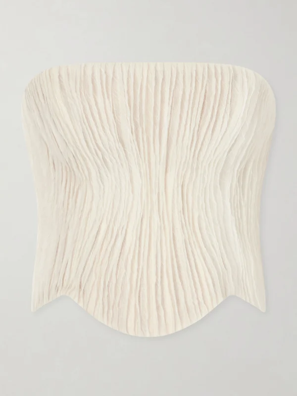Danielle Frankel Anais Crinkled-organza Bustier Top