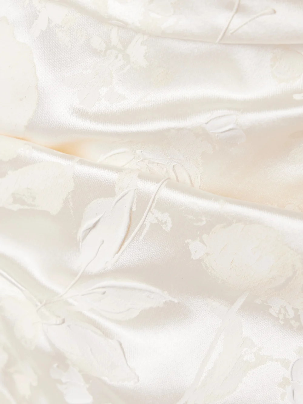 Close-up detail of the Danielle Frankel Demi Strapless Draped Painted Silk and Wool-blend Satin Bustier Top