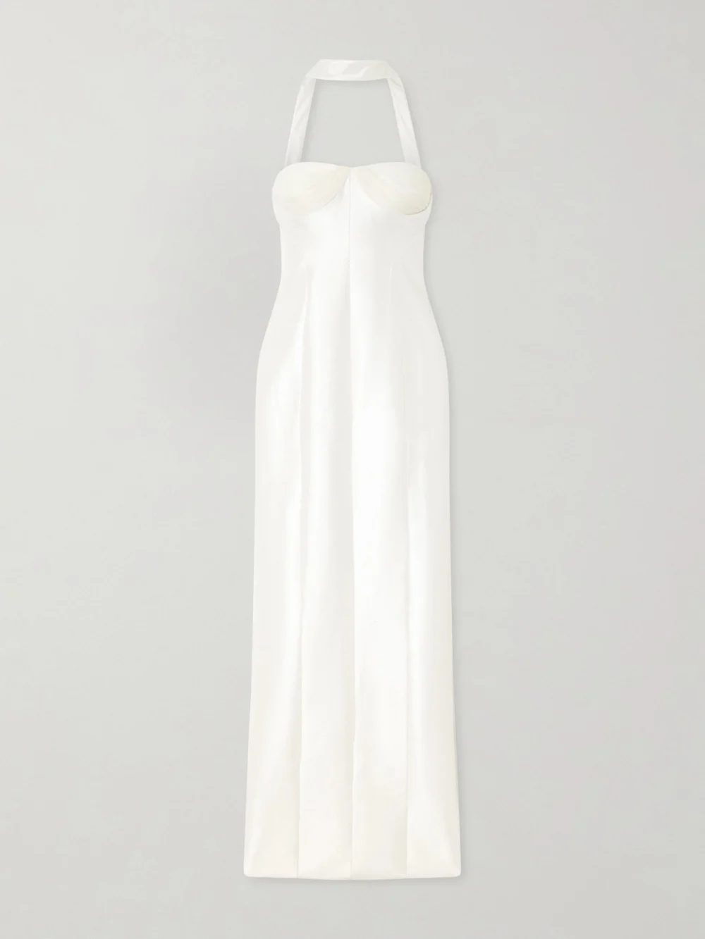Danielle Frankel Lette Tulle-trimmed Wool and Silk-blend Twill Gown in off-white