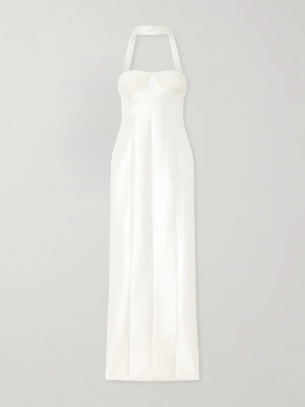 Danielle Frankel Lette Tulle-trimmed Wool and Silk-blend Twill Gown