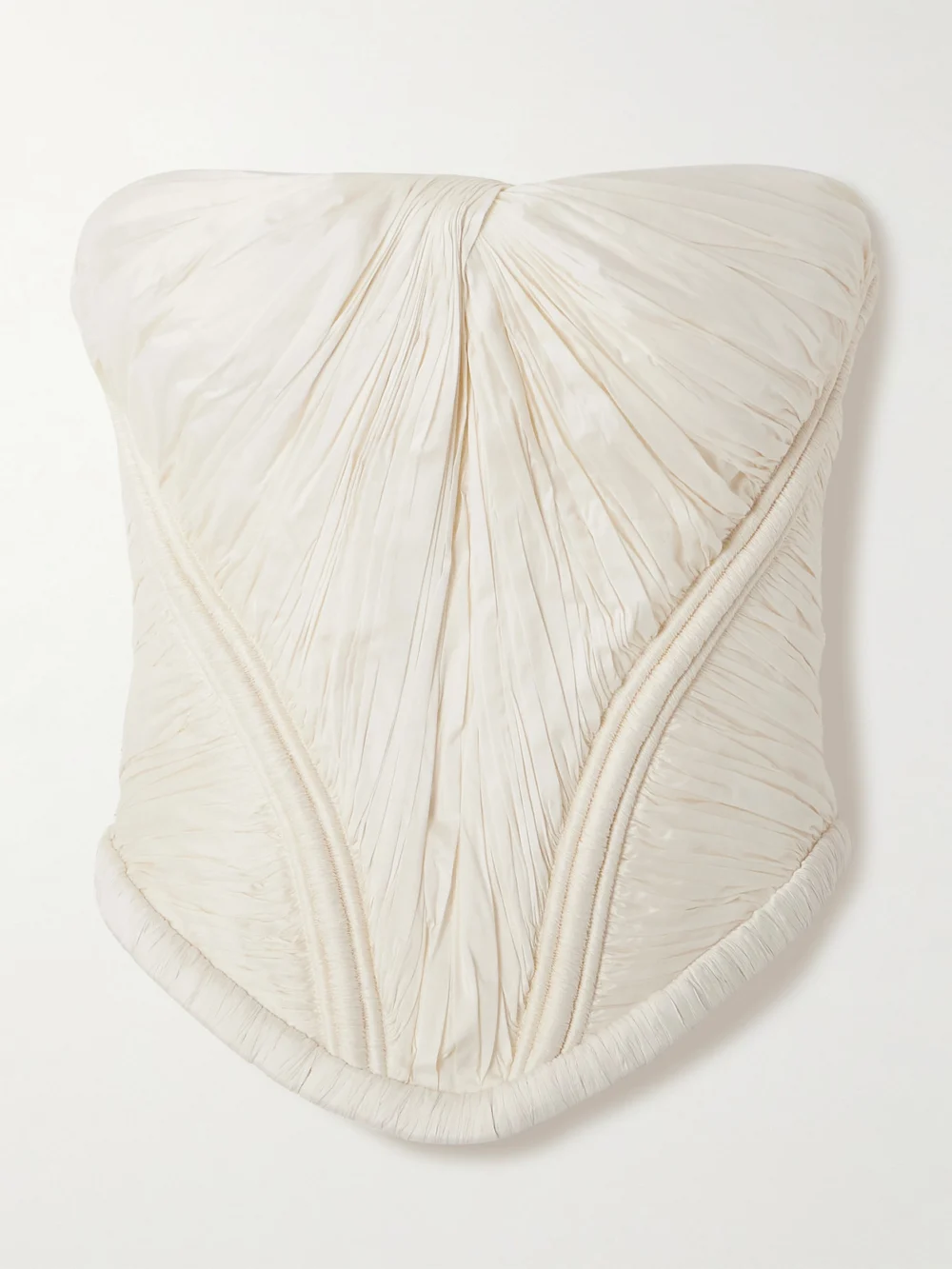 Danielle Frankel Priscilla Strapless Gathered Taffeta Bustier Top in ivory