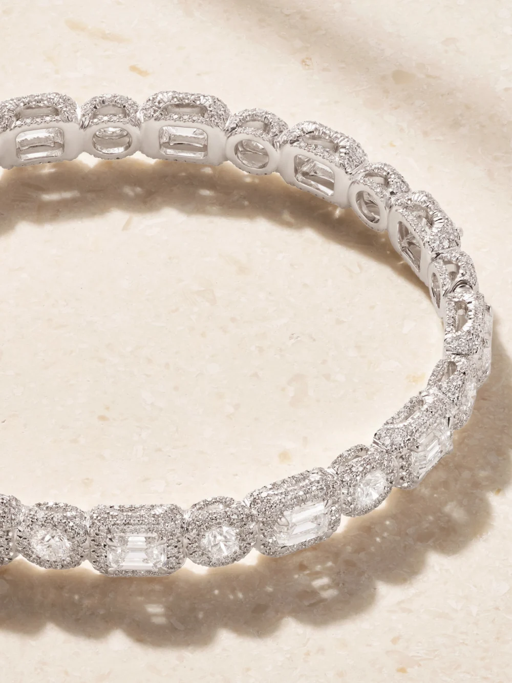 Close-up detail of the David Morris Carousel 18-karat White Gold Diamond Bracelet