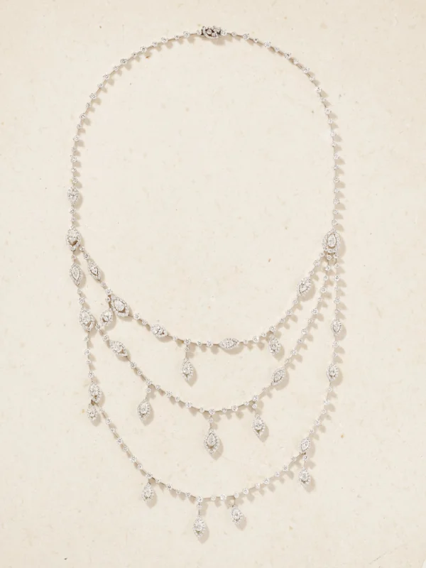 David Morris Le Jardin 18-karat White Gold Diamond Necklace