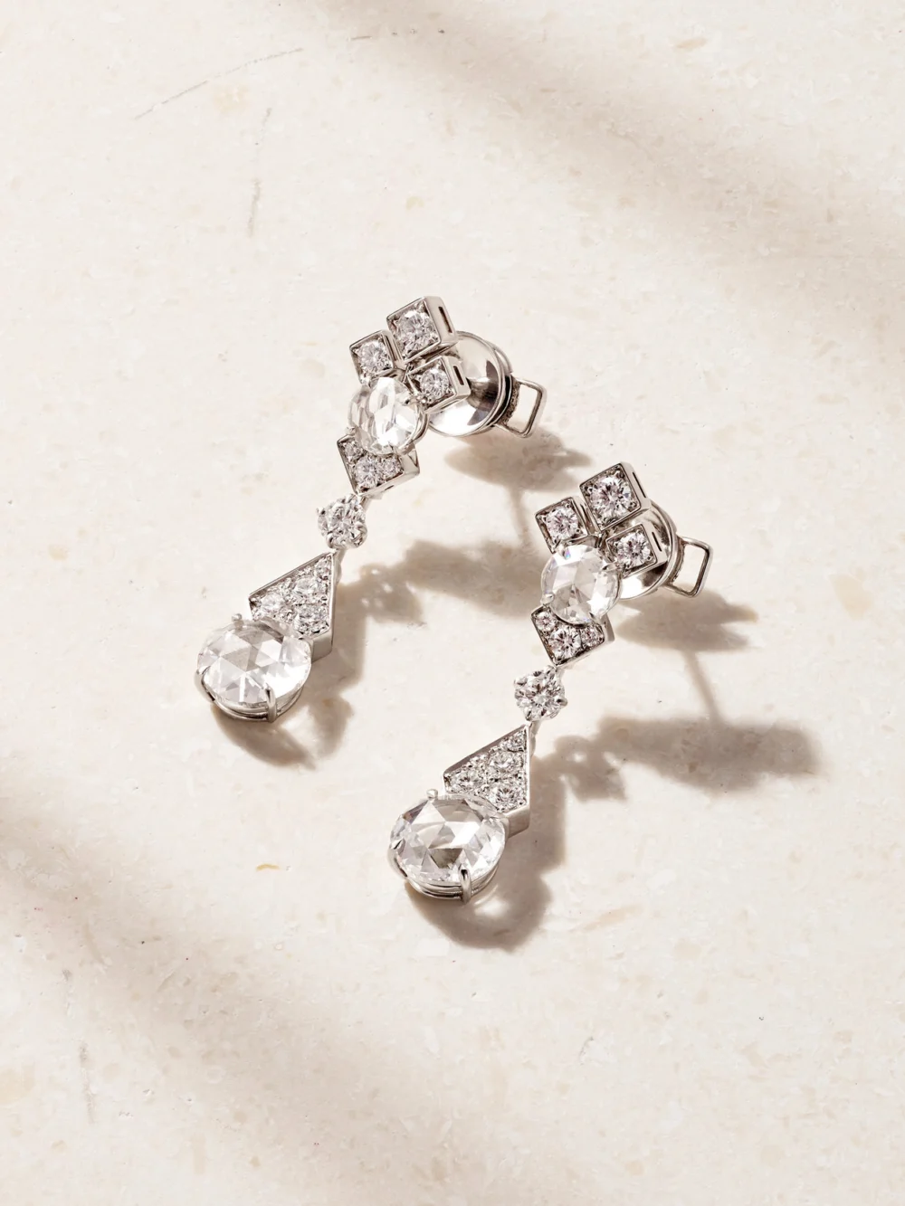 David Morris Sempertino 18-karat White Gold Diamond Earrings