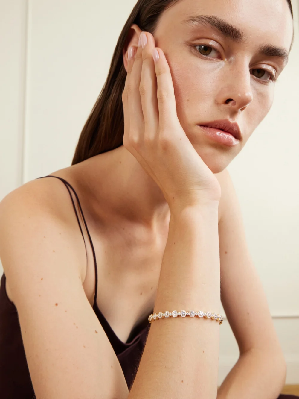 David Morris Triolette 18-karat Gold Diamond Bangle, styled view