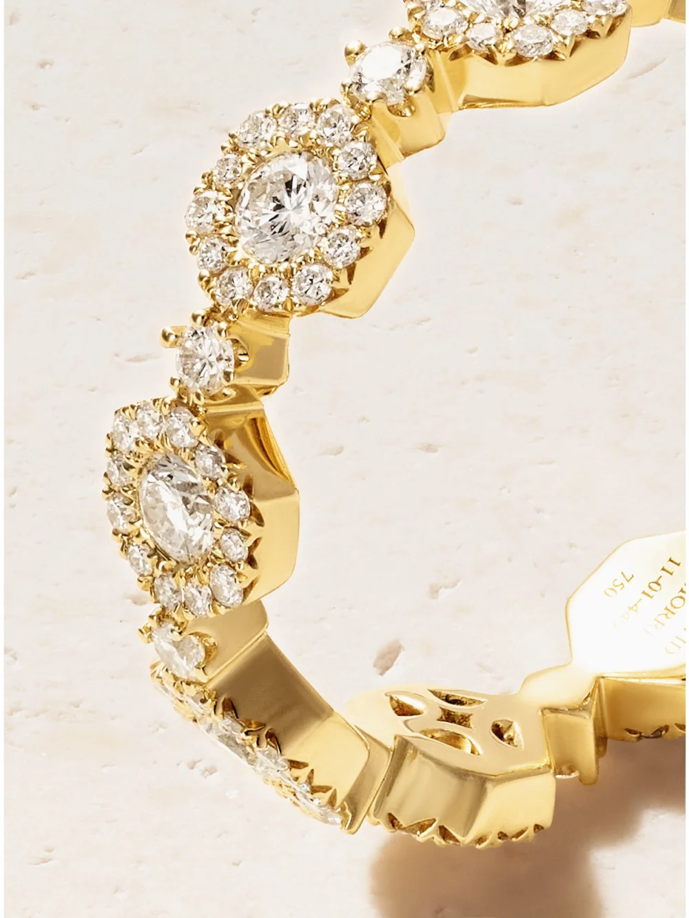 Close-up detail of the David Morris Triolette 18-karat Gold Diamond Ring