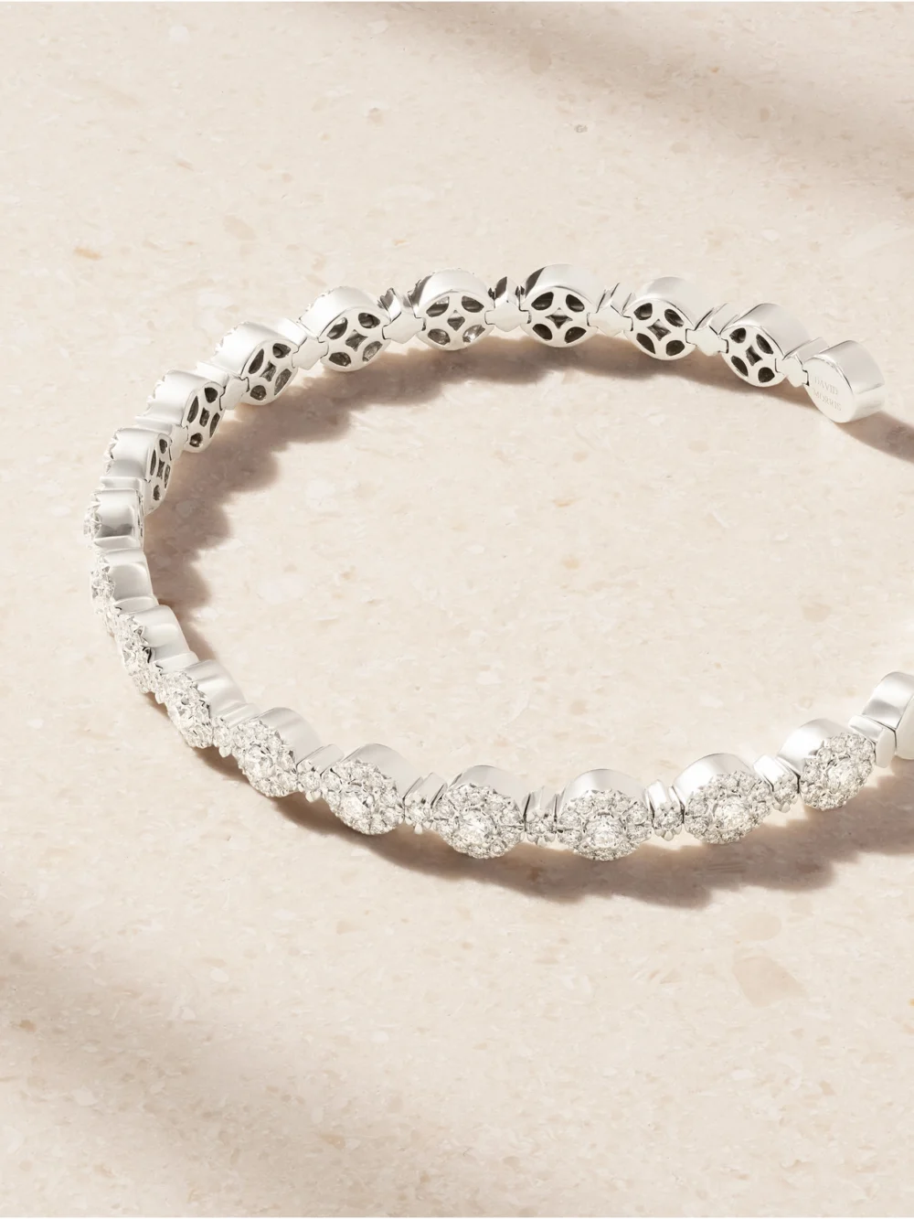 Back view of the David Morris Triolette 18-karat White Gold Diamond Bangle
