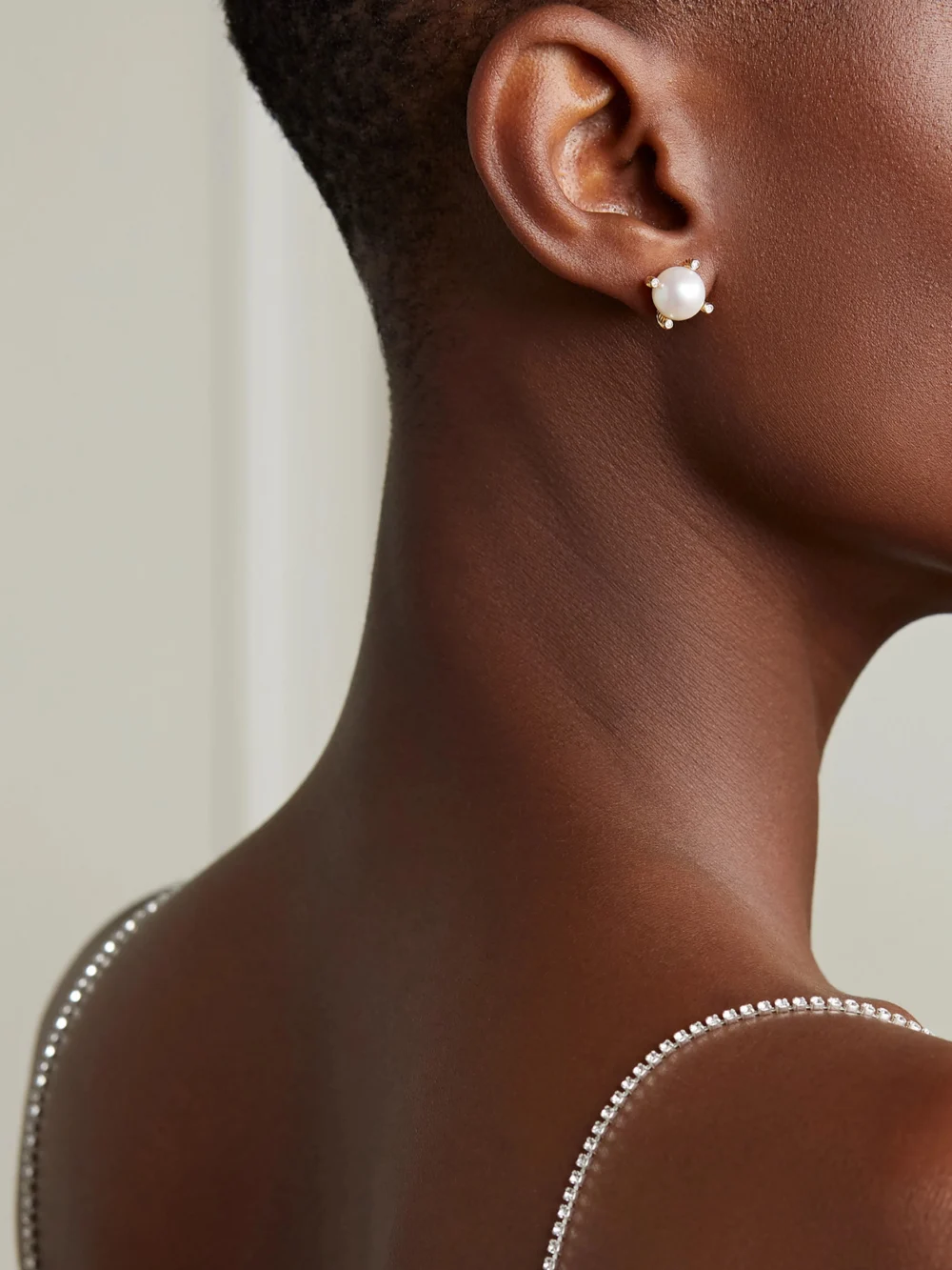 David Yurman Cable Collectibles 18-karat Gold, Pearl and Diamond Earrings, styled view