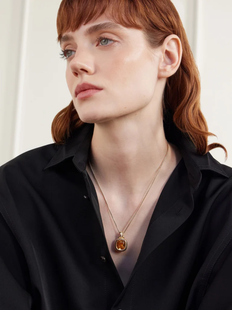 David Yurman Dy Mercer® 18-karat Gold, Citrine and Diamond Pendant