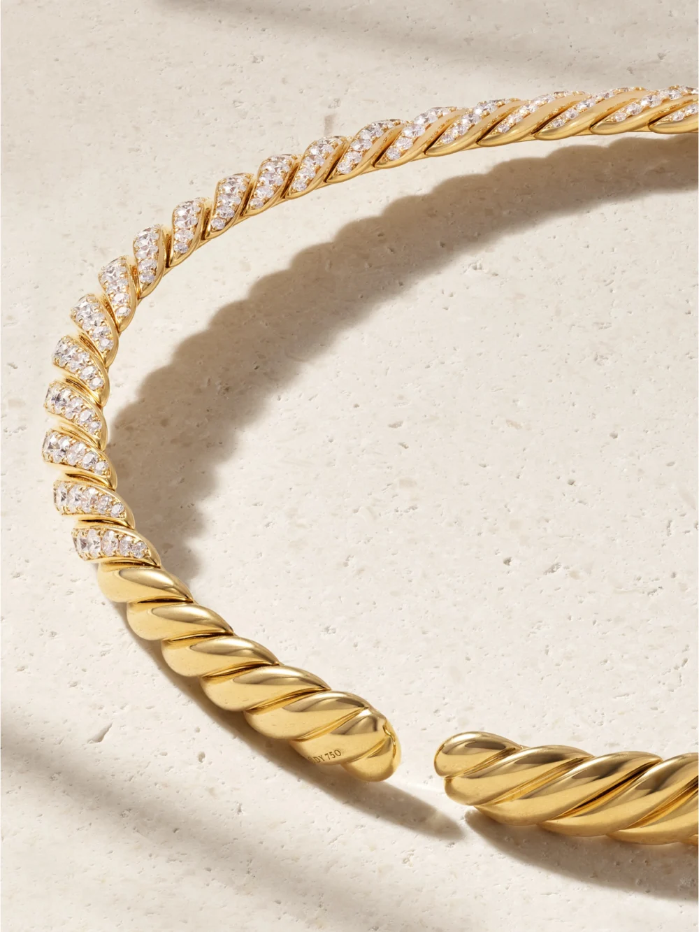 Back view of the David Yurman Sculpted Cable 18-karat Gold Diamond Necklace