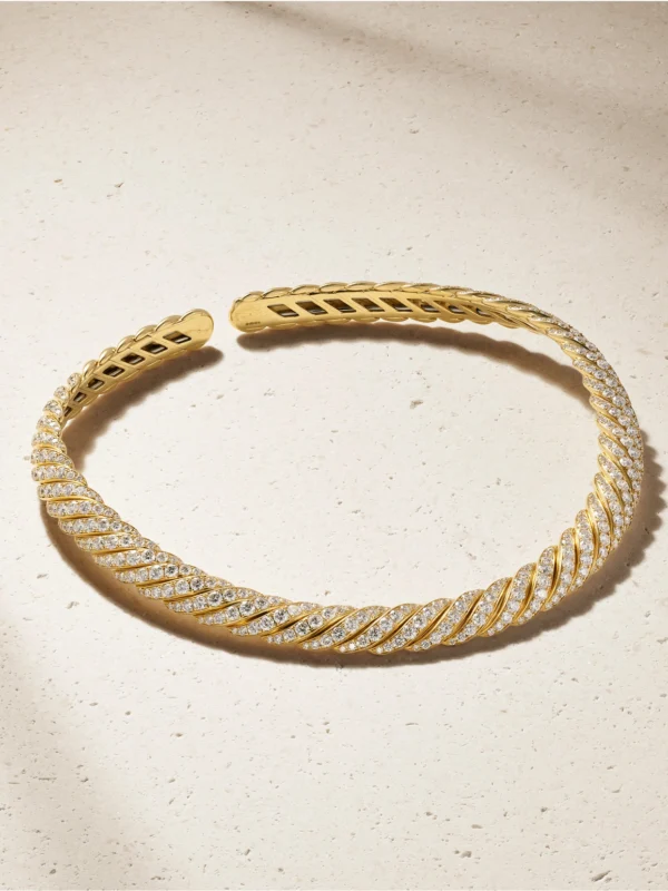 David Yurman Sculpted Cable 18-karat Gold Diamond Necklace