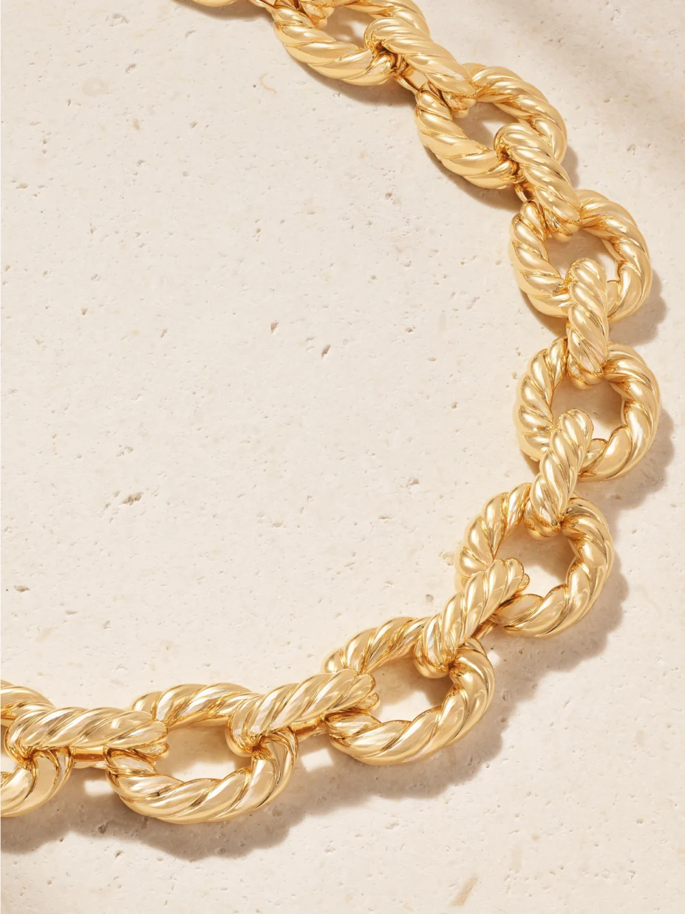 Close-up detail of the David Yurman Sculpted Cable 18-karat Gold Necklace