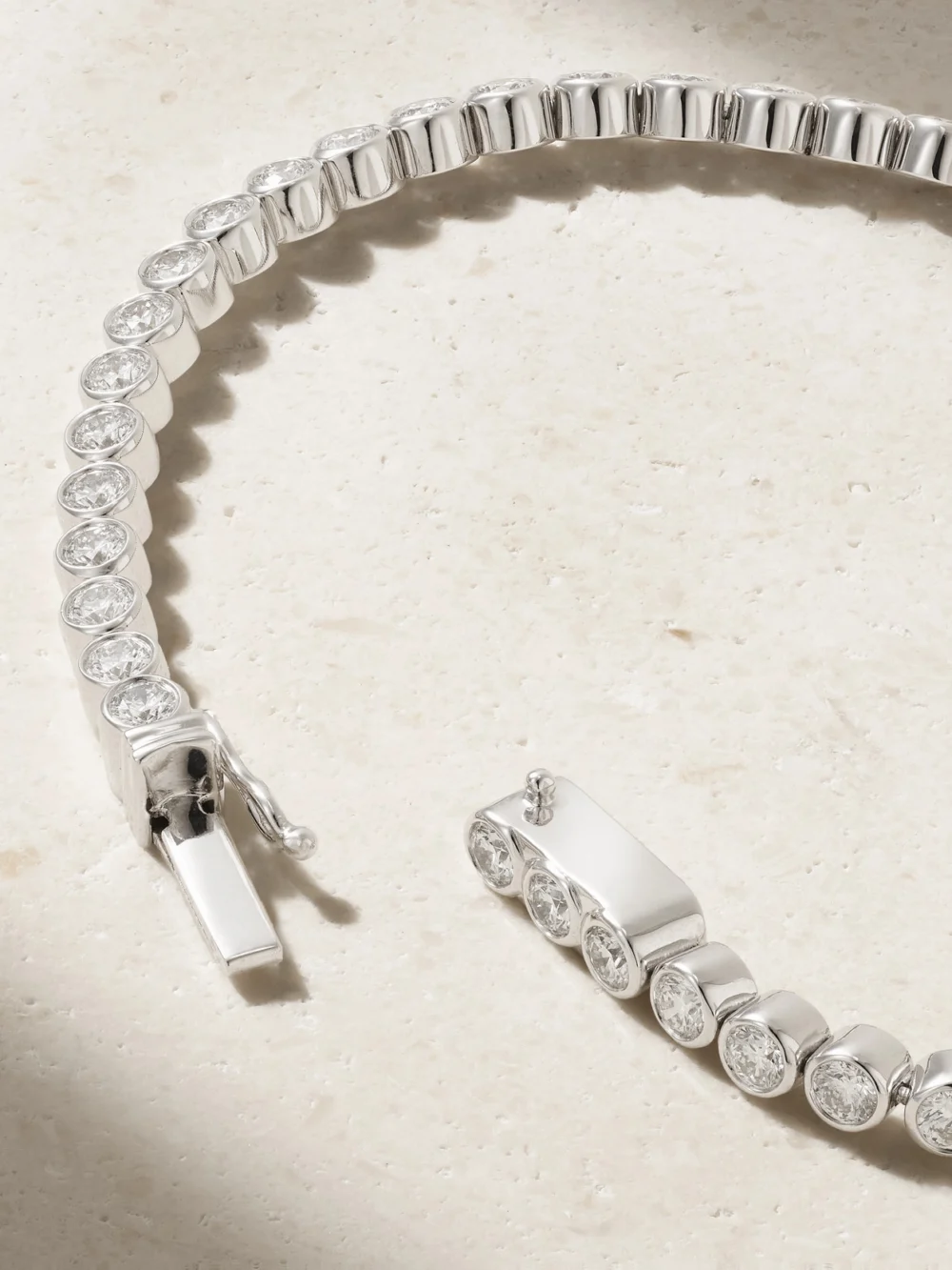 Back view of the De Beers London Diamond Lines Db Classic Eternity 18-karat White Gold Diamond Bracelet