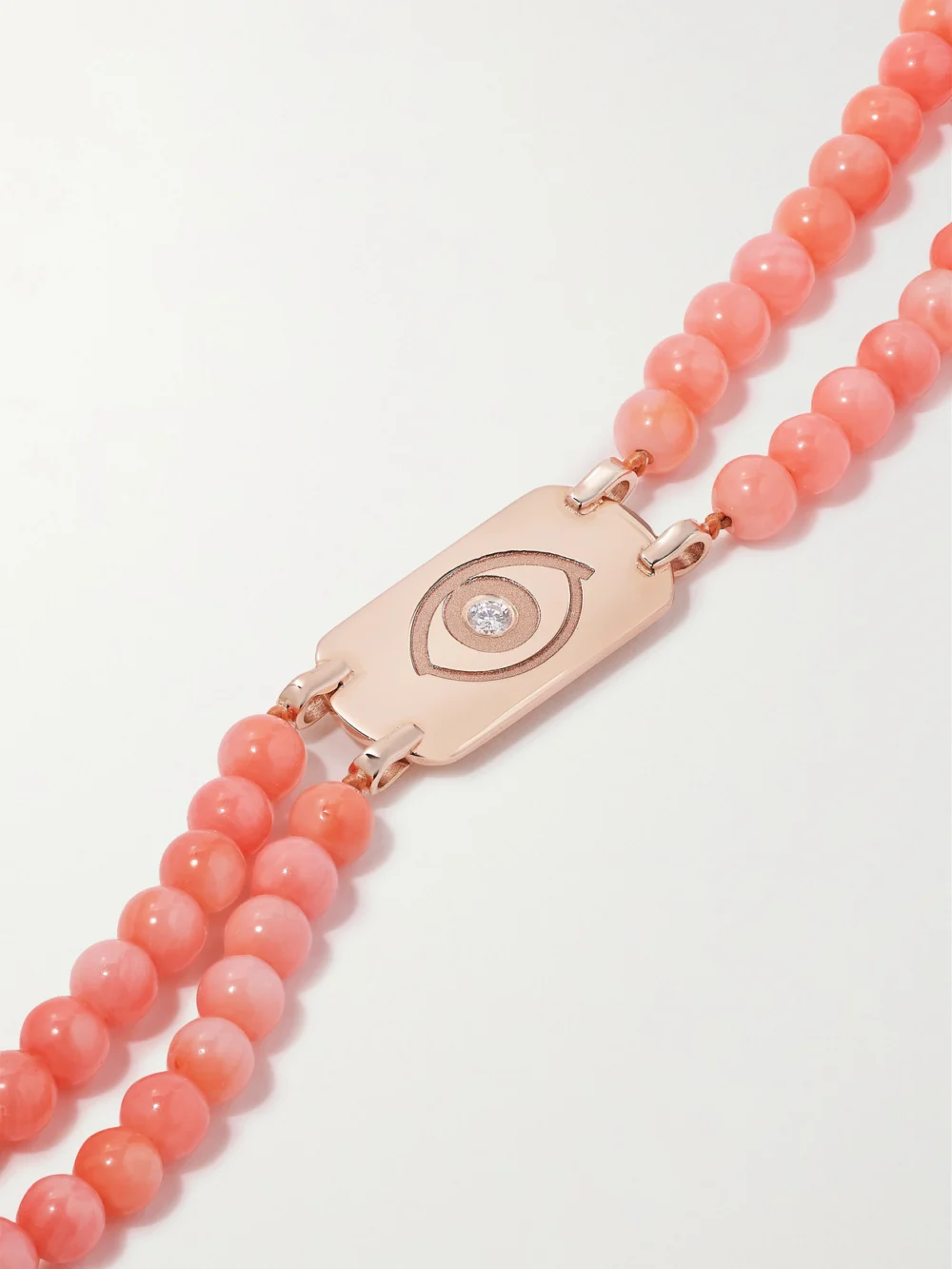 Close-up detail of the Diane Kordas Id 14-karat Rose Gold, Bead and Diamond Choker