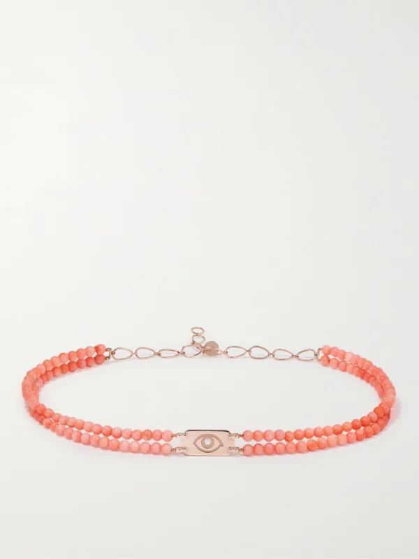 Diane Kordas Id 14-karat Rose Gold, Bead and Diamond Choker
