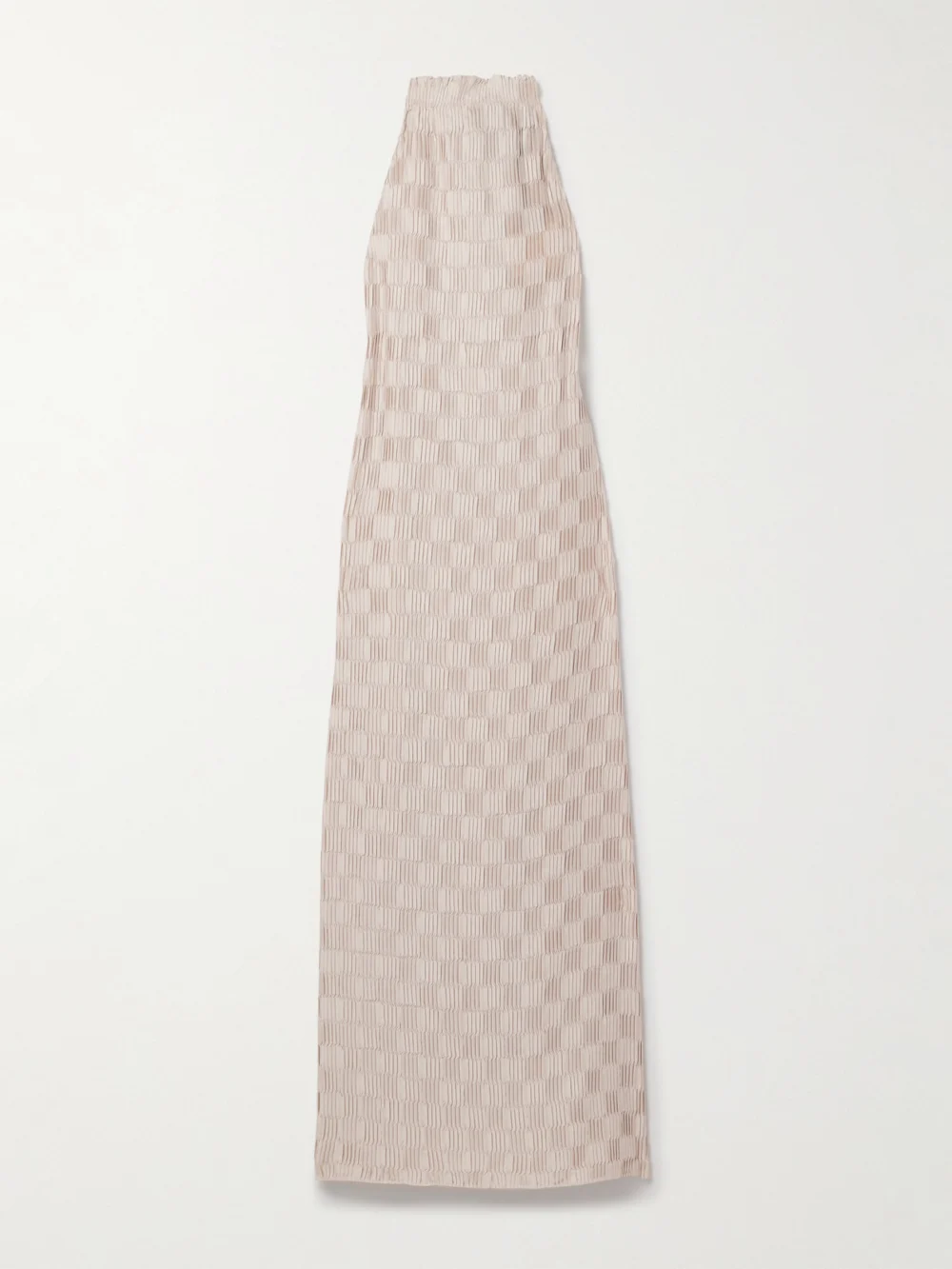 Dima Ayad Plissé-satin Maxi Dress in ivory