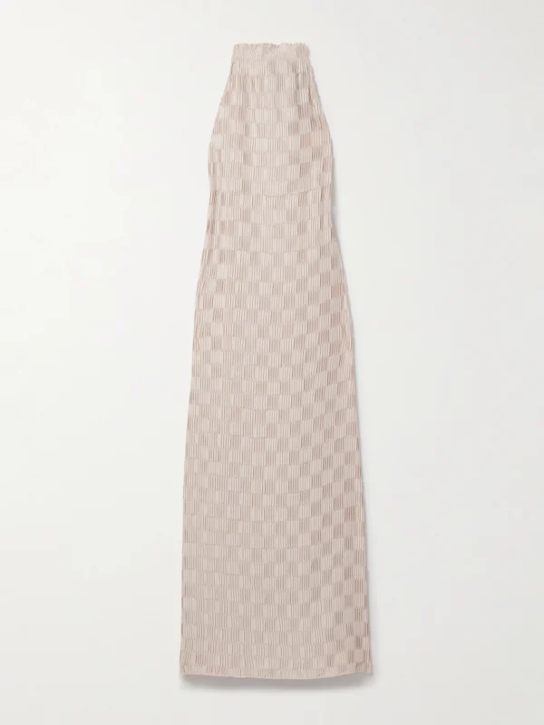 Dima Ayad Plissé-satin Maxi Dress