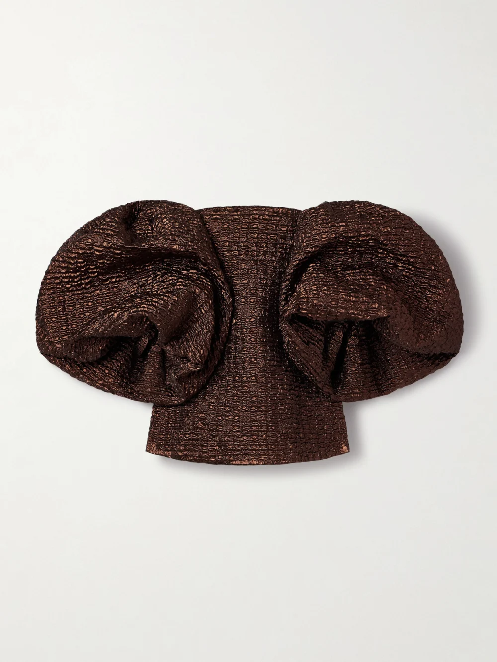 Dima Ayad Strapless Metallic Cloqué Top in brown
