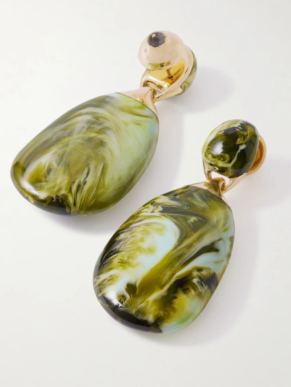 Close-up detail of the Dinosaur Designs River Rock Large Gold-tone Resin Earrings