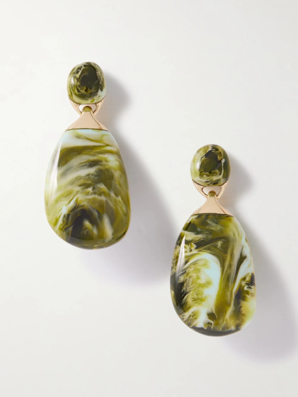 Dinosaur Designs River Rock Large Gold-tone Resin Earrings in green