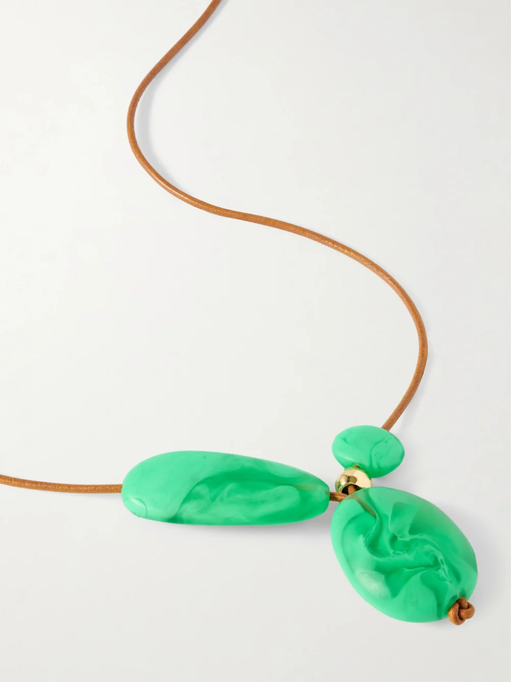 Close-up detail of the Dinosaur Designs Rock Cluster Leather, Resin and Gold-tone Necklace