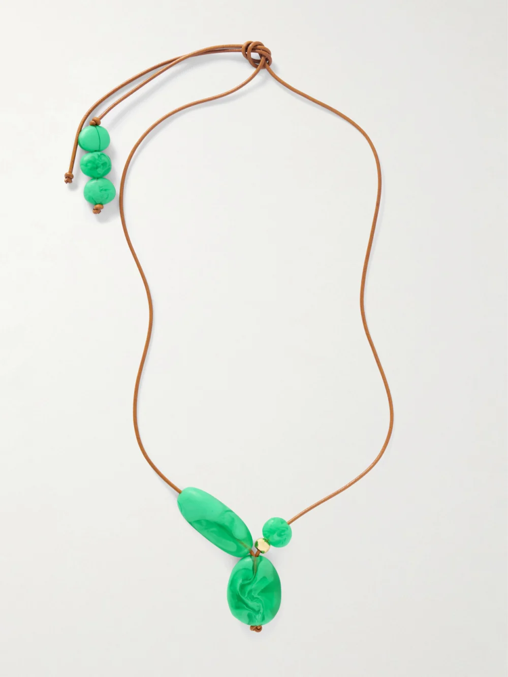 Dinosaur Designs Rock Cluster Leather, Resin and Gold-tone Necklace in bright green