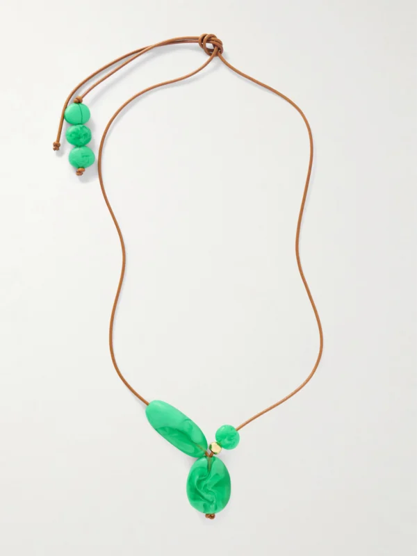 Dinosaur Designs Rock Cluster Leather, Resin and Gold-tone Necklace