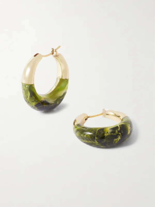 Dinosaur Designs Small Gold-tone and Resin Hoop Earrings