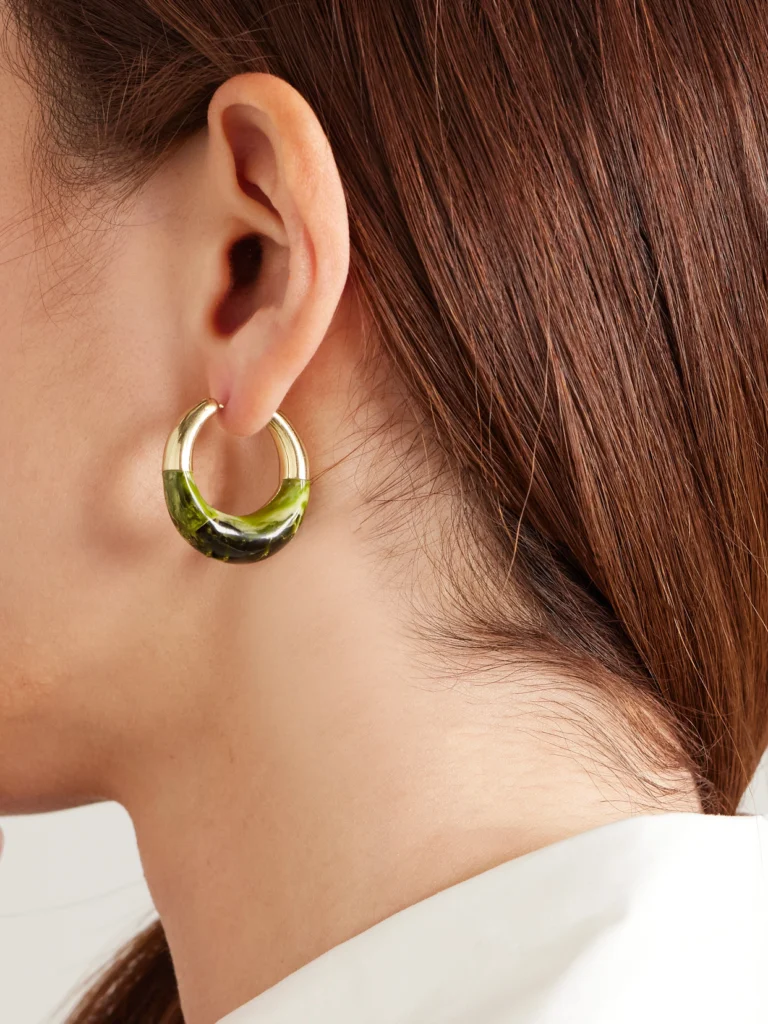 Dinosaur Designs Small Gold-tone and Resin Hoop Earrings