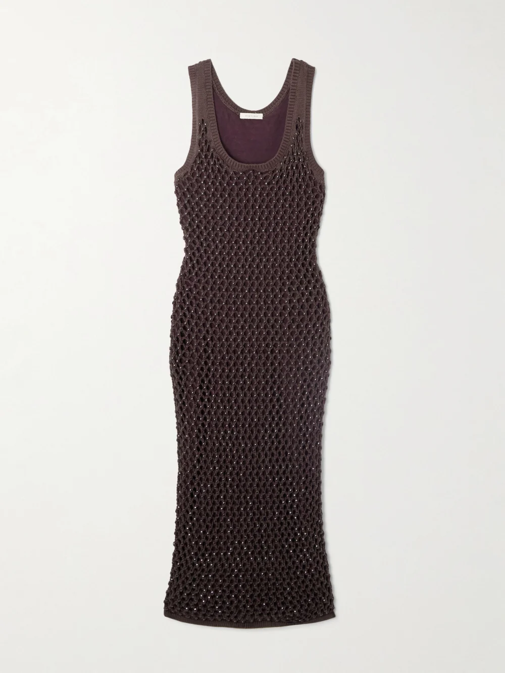 Diotima Emin Crystal-embellished Crocheted Cotton-blend Midi Dress in dark brown