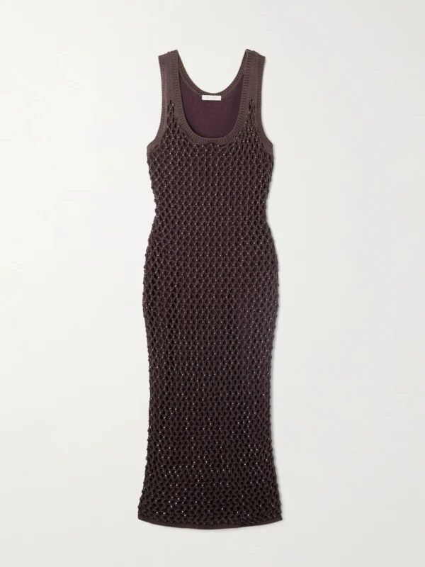 Diotima Emin Crystal-embellished Crocheted Cotton-blend Midi Dress