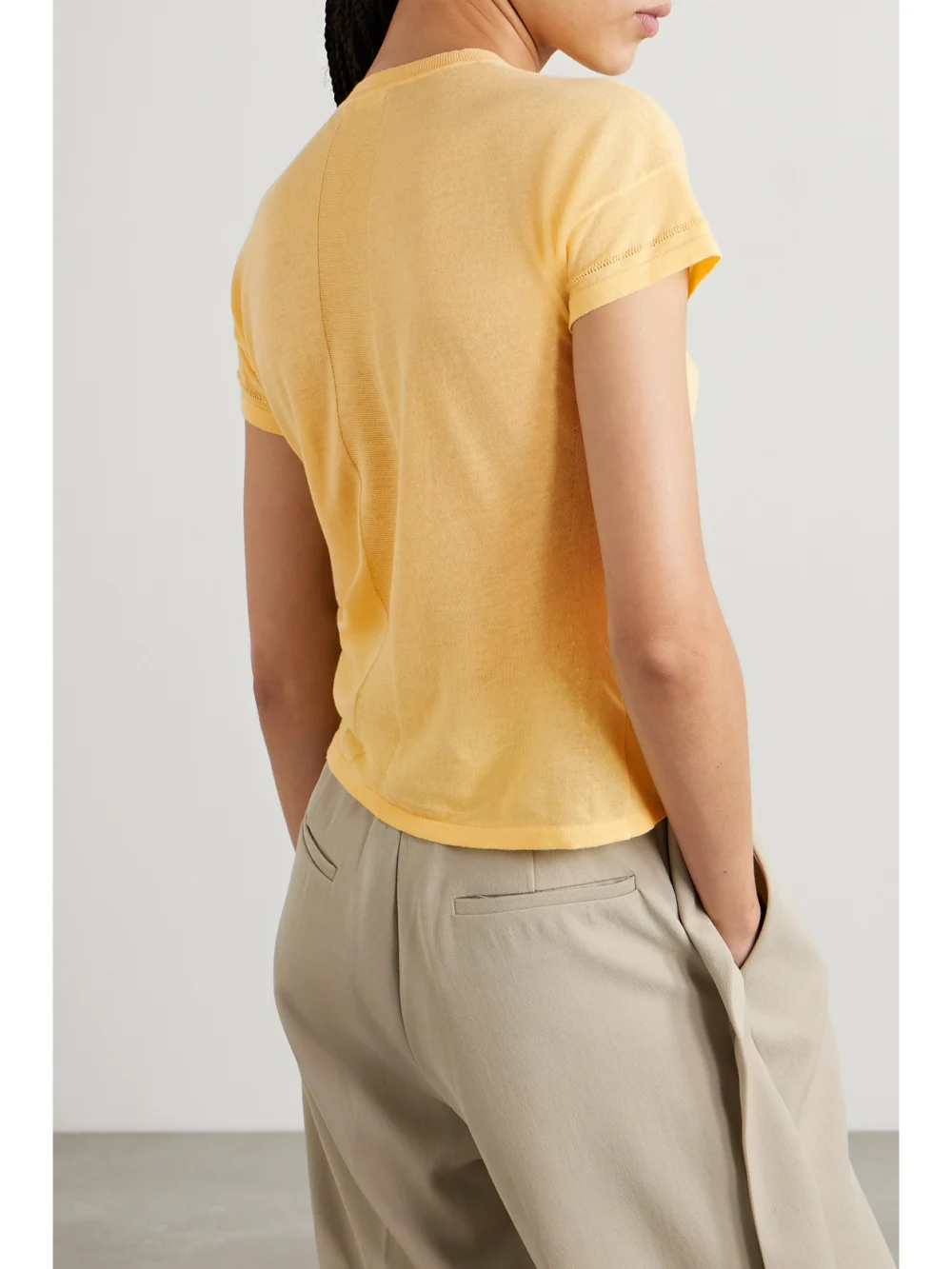 Back view of the Diotima Jimmy Pointelle-trimmed Organic Cotton T-shirt