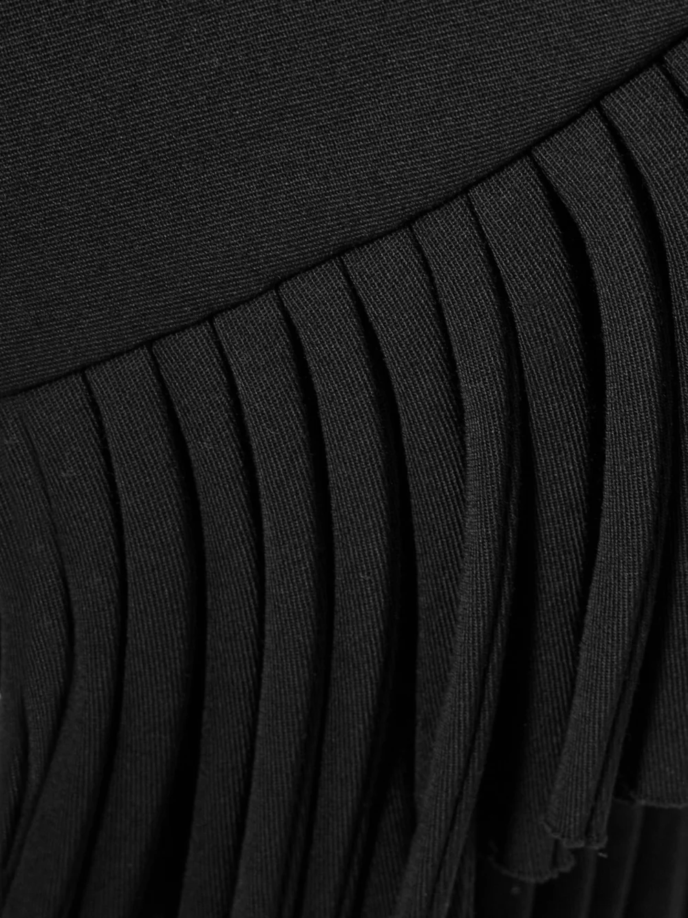 Close-up detail of the Diotima Scatter Asymmetric Cutout Fringed Wool-twill Midi Dress