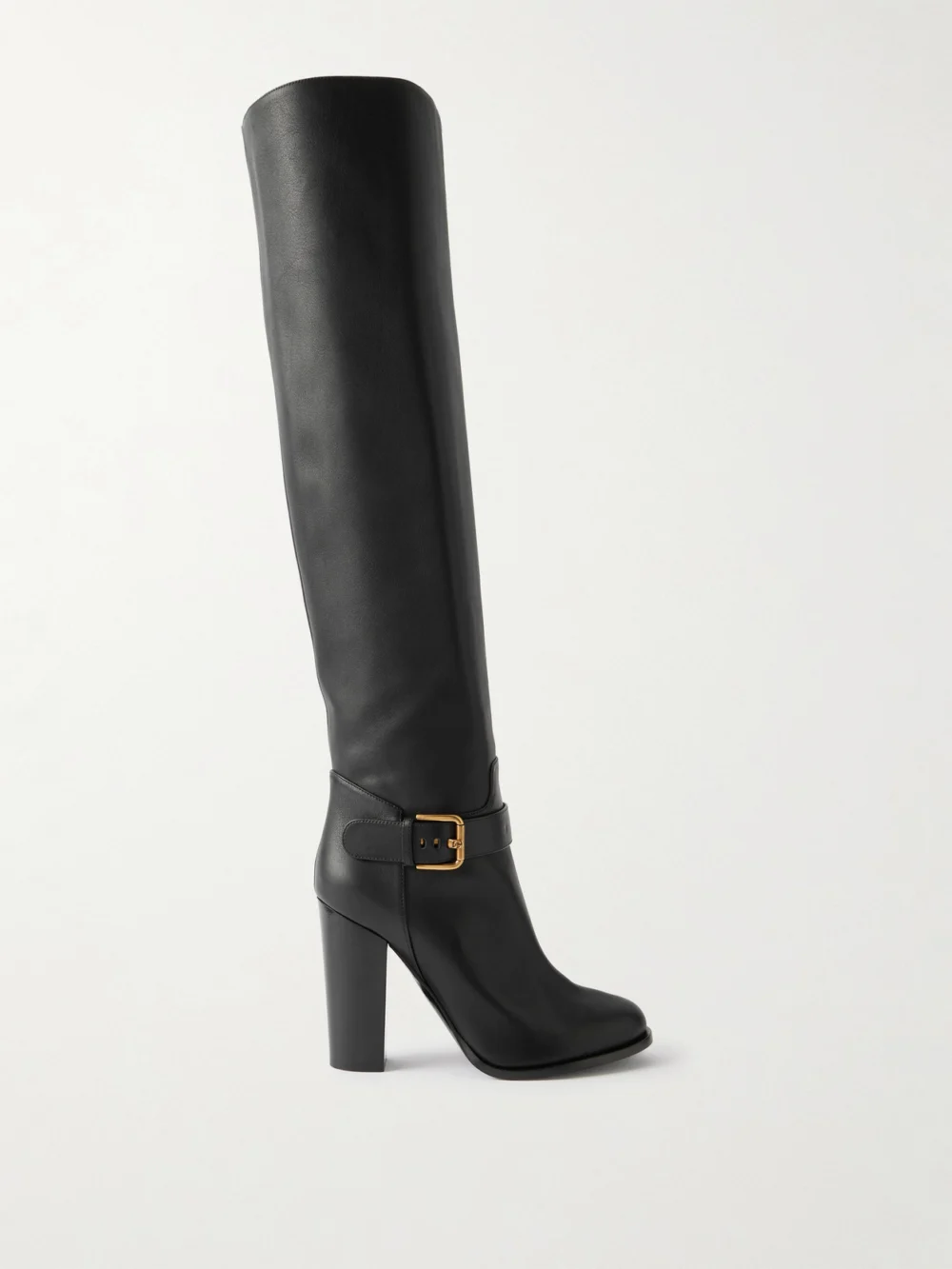 Dolce & Gabbana Buckled Leather Knee Boots in black