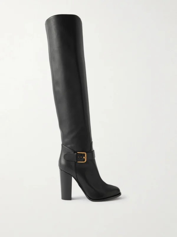 Dolce & Gabbana Buckled Leather Knee Boots