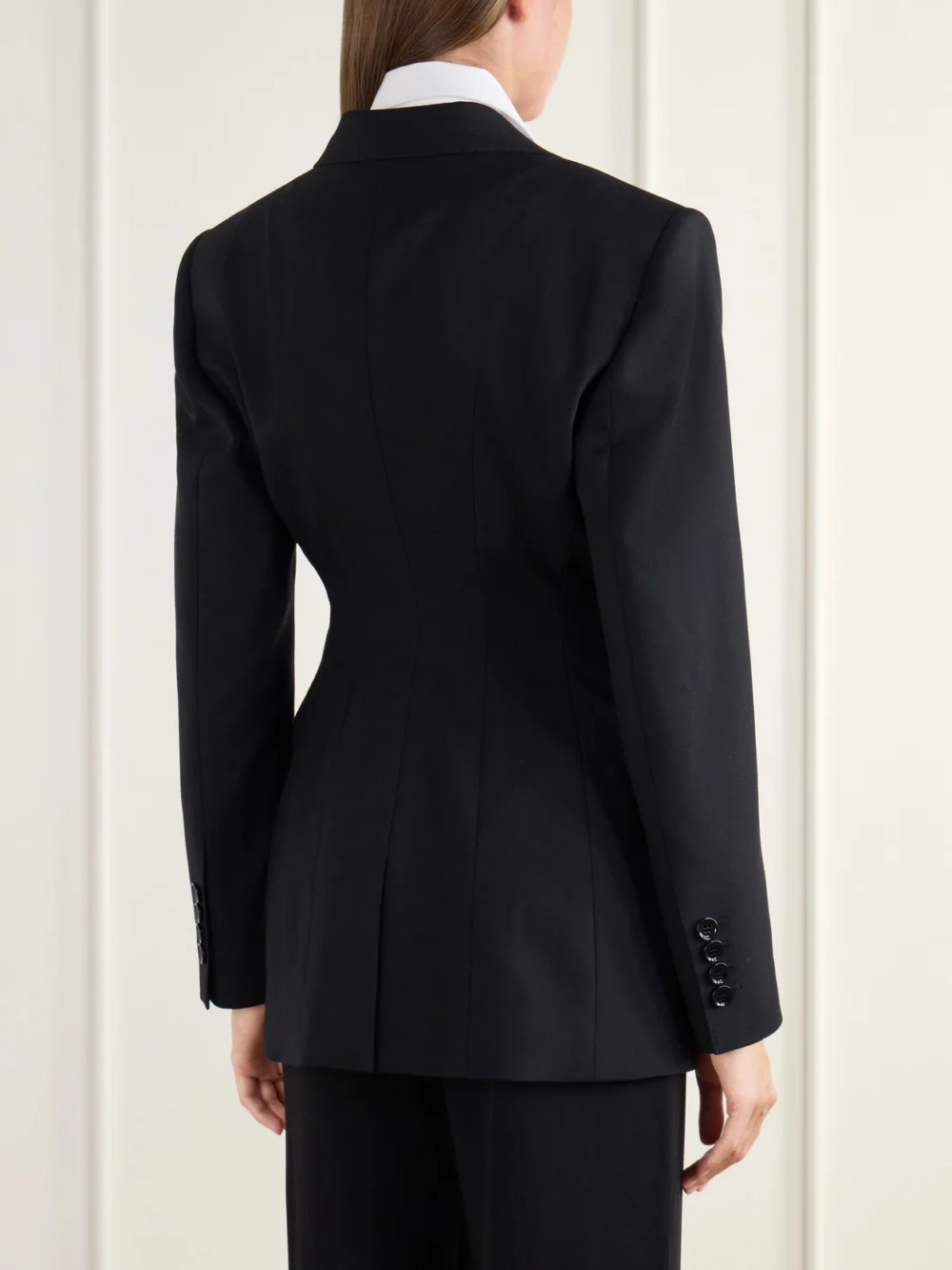 Back view of the Dolce & Gabbana Darted Wool-blend Gabardine Blazer