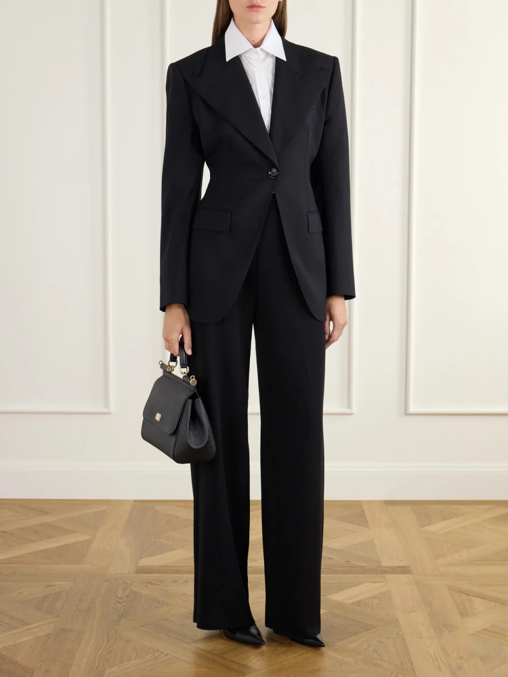 Dolce & Gabbana Darted Wool-blend Gabardine Blazer, worn by a model