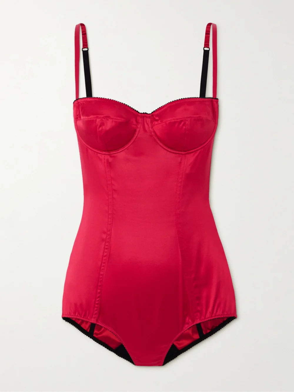 Dolce & Gabbana Underwired Picot-trimmed Stretch-silk Satin Bodysuit in 2
