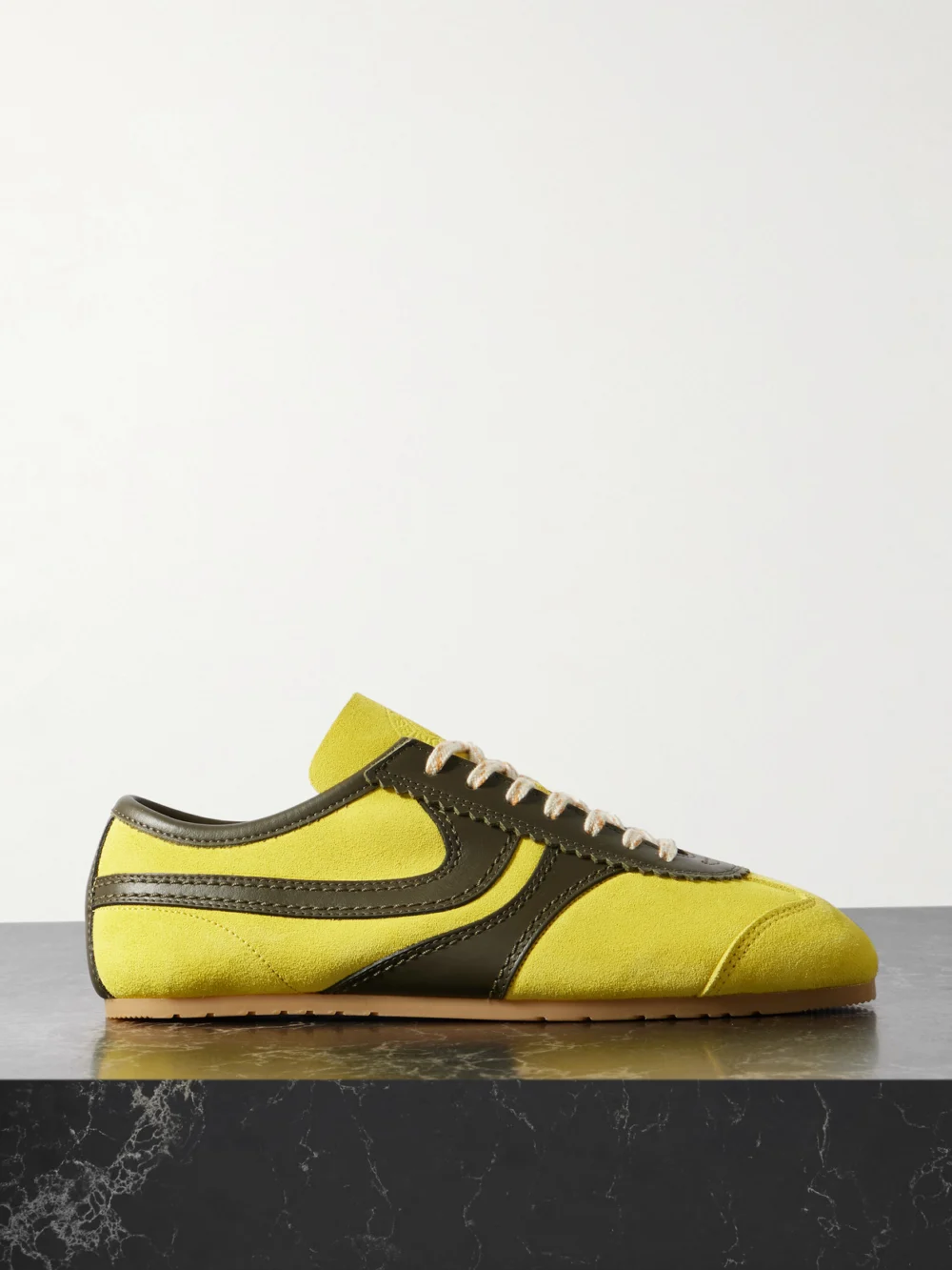 Dries Van Noten Leather-trimmed Suede Sneakers in yellow